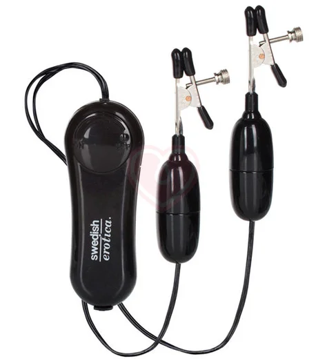 Зажимы на соски Vibrating Nipple Clamps с вибрирующими подвесками чёрные фото 1