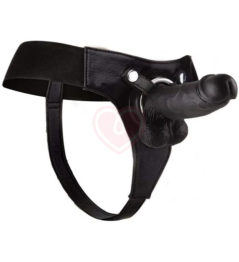 Страпон с реалистичной насадкой Ouch! Realistic Strap-On 20 см чёрный фото 1