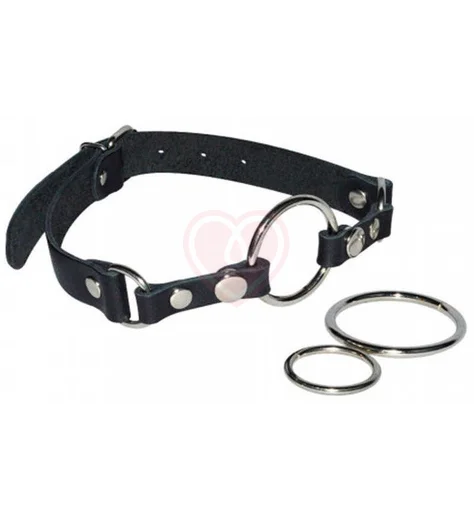 Кляп с комплектом дополнительных колец чёрный фото 1