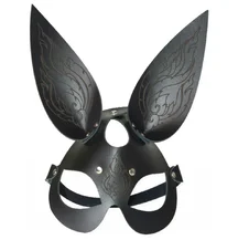 Маска зайки с узором чёрная