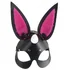 Чёрная маска зайки с пушистыми розовыми ушками фото 1