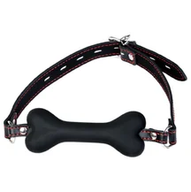 Кляп-трензель в виде косточки с замочком ToyFa Theatre чёрный