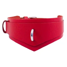 Ошейник Лунный Свет с двухслойным ремешком и колечком красный