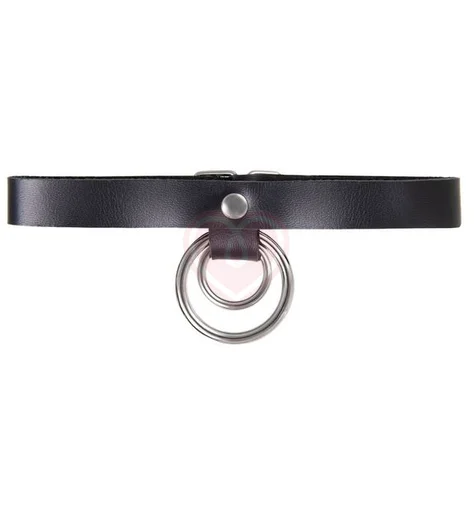 Чокер с двумя кольцами Pecado BDSM черный фото 1