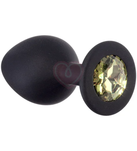 Средняя анальная пробка Emotions Cutie Medium чёрная с золотым кристаллом фото 1