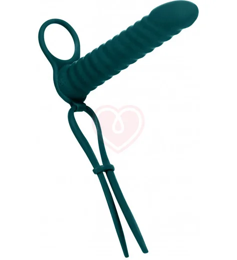 Насадка для двойного проникновения с лассо и вибропулей Pure Passion Rori 16 см зелёная фото 1