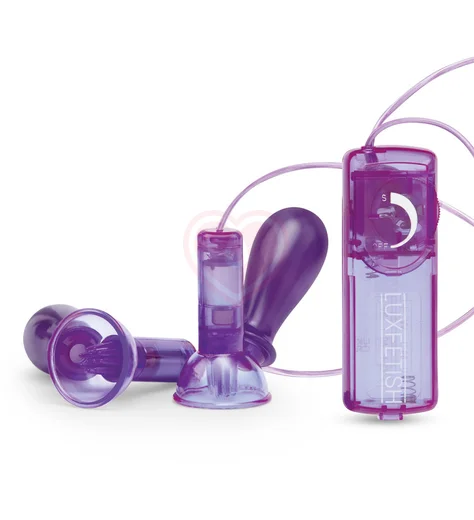 Вибропомпы для сосков с пультом Remote Control Vibrating Nipple Suckers фиолетовые фото 1