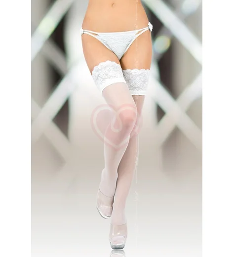 Чулки на широкой кружевной резинке Soft Line Collection белые фото 1
