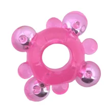 Кольцо эрекционное со стимулирующими шариками розовое