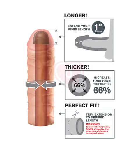 Удлиняющая и утолщающая насадка для пениса Mega Extension 18 см телесная фото 2