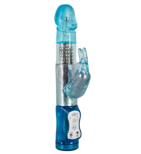 Вибратор многофункциональный Rabbit голубой фото 1