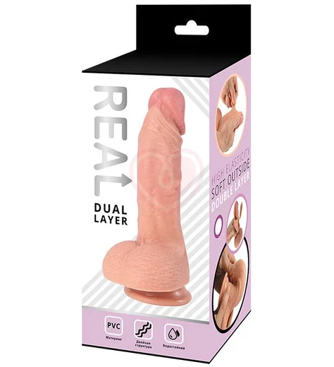 Реалистичный фаллоимитатор Real Dual Layer 21,5 см фото 4
