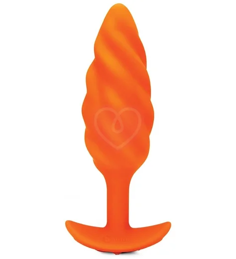 Вибропробка со спиральным рельефом b-Vibe Swirl Texture Plug оранжевая фото 1