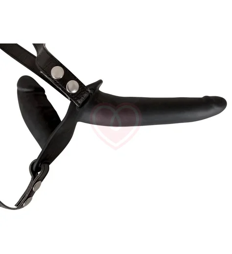 Двойной страпон на кожаных ремешках Double Strap On фото 1