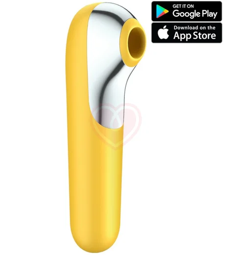 Вакуумный стимулятор с вибрацией и приложением Satisfyer Dual Love жёлтый фото 1