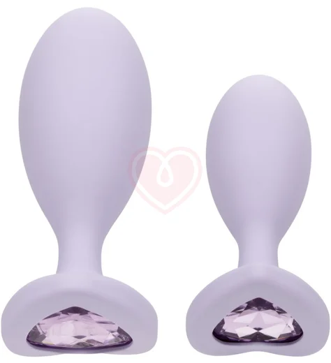 Набор из 2 анальных пробок с кристаллом First Time Crystal Booty Duo фиолетовый фото 1