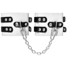 Оковы на ноги с двумя ремнями и люверсами Pecado BDSM белые с черным