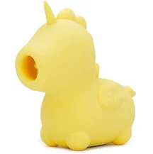 Клиторальный вибратор в виде единорога со стимуляцией язычком Unihorn Bean Blossom желтый