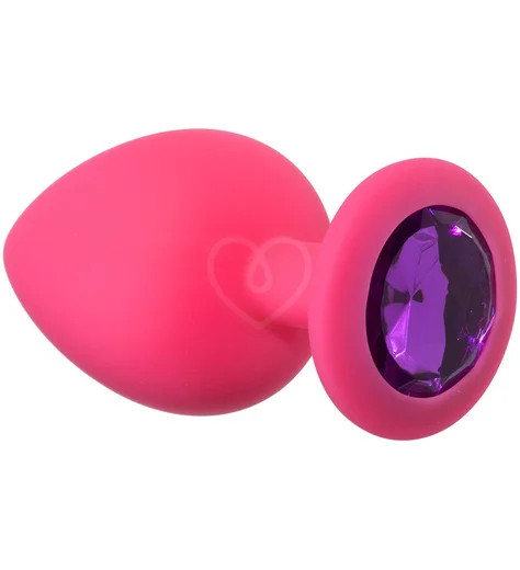 Большая анальная пробка Emotions Cutie Large розовая с темно-фиолетовым кристаллом фото 1