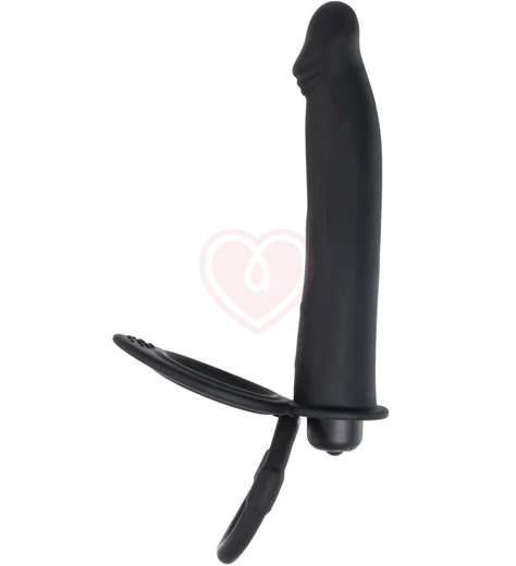 Насадка для двойного проникновения с вибропулей Toyfa Double Penetration Vibration чёрная фото 1