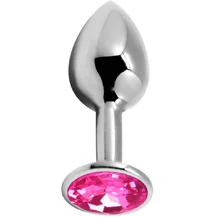 Стальная анальная пробка Alive Mini Metal Butt L с розовым кристаллом