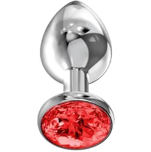 Анальная пробка с красным кристаллом Diamond Red Sparkle Large серебро