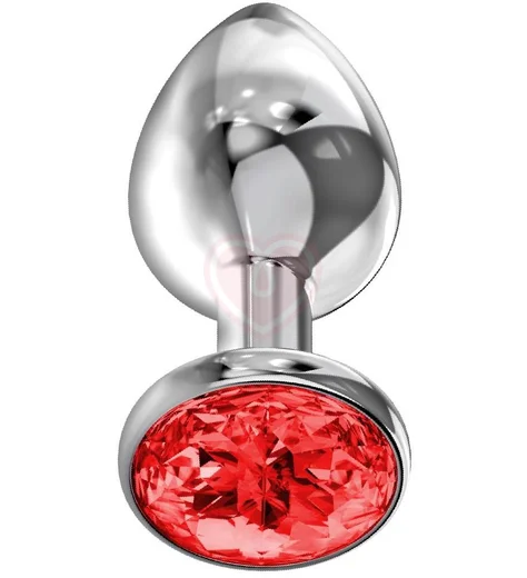 Анальная пробка с красным кристаллом Diamond Red Sparkle Large серебро фото 1