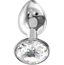 Анальная пробка с прозрачным кристаллом Diamond Clear Sparkle Xl серебро