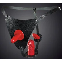 Пояс для страпона Vac-U-Lock с двумя стимуляторами Three чёрный