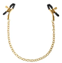 Зажимы на соски Pipedream Gold Chain Nipple Clamps чёрные с золотом