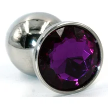 Стальная анальная пробка Medium с фиолетовым кристаллом