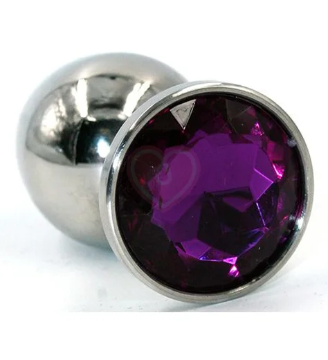 Стальная анальная пробка Medium с фиолетовым кристаллом фото 1