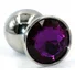 Стальная анальная пробка Medium с фиолетовым кристаллом фото 1