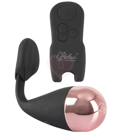 Виброяйцо со стимулятором клитора и пультом управления Belou чёрный фото 1