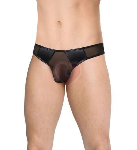 Прозрачные мужские трусы с чёрными вставками фото 1