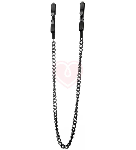 Зажимы для сосков с цепочкой Ouch! Adjustable Nipple Clamps чёрные фото 1