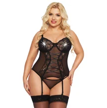 Корсаж с пажами для чулок и стринги SoftLine Brenda чёрный