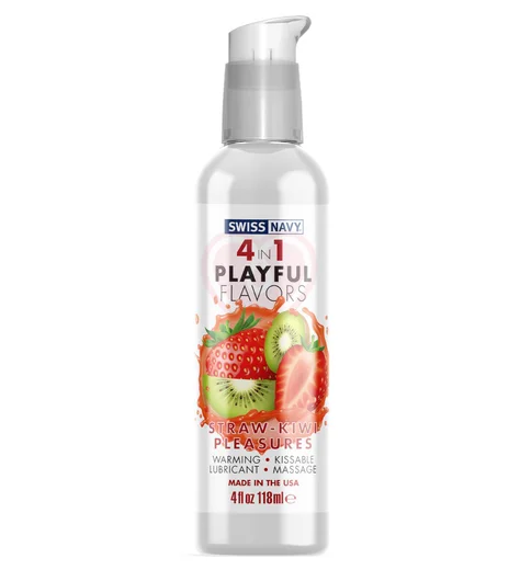 Согревающий лубрикант 4 в 1 Swiss Navy Playful Flavors Клубника и киви 118 мл фото 1