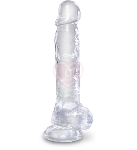 Гелевый фаллоимитатор с мошонкой King Cock Clear 16 см прозрачный фото 1