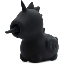 Клиторальный вибратор в виде единорога со стимуляцией язычком Unihorn Wild Spirit черный