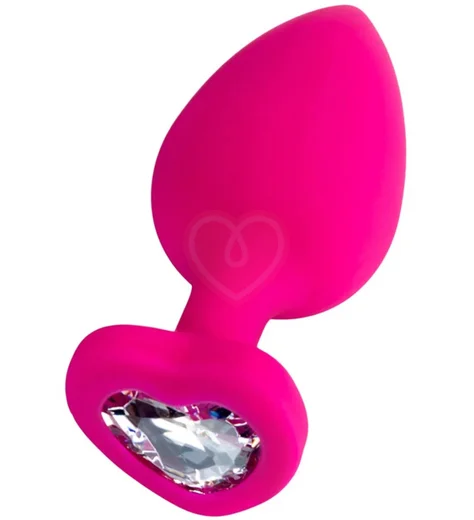 Анальная розовая пробка ToDo by Toyfa Diamond Heart M с кристаллом сердечком фото 1