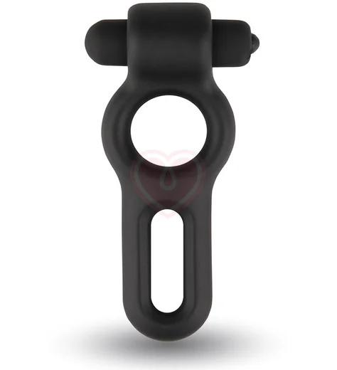 Двойное эрекционное кольцо с вибрацией Velv'Or Rooster Drake черное фото 1