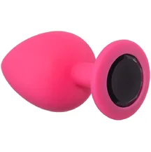 Большая анальная пробка Emotions Cutie Large розовая с черным кристаллом