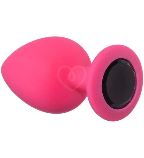 Большая анальная пробка Emotions Cutie Large розовая с черным кристаллом фото 1
