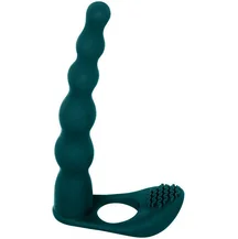 Вибронасадка для двойного проникновения со стимуляцией клитора Pure Passion Farnell 17 см зелёная