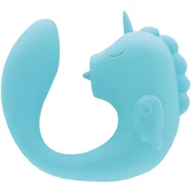 Двусторонний вибратор Unihorn C Horse Ocean Peak со стимуляцией язычком голубой