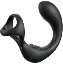 Стимулятор простаты с вибрацией эрекционным кольцом и пультом Ass-gasm Taint-alizer чёрный