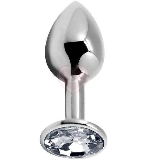 Стальная анальная пробка Alive Mini Metal Butt L с белым кристаллом фото 1