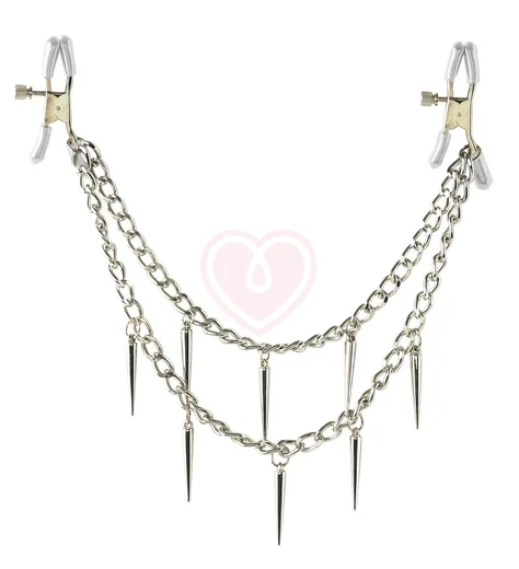 Зажимы на соски с двойной цепочкой Rock Hard Nipple Clamps фото 1