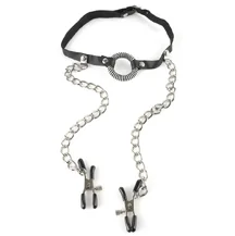 Кляп с зажимами для сосков O-Ring Gag Nipple Clamps